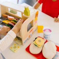 Slice & Stack Wooden Sandwich Counter with Deli Slicer
