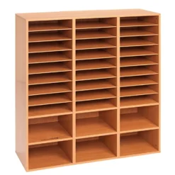 27-Slot Mail & Supplies Center With 6 Cubbies - Oak