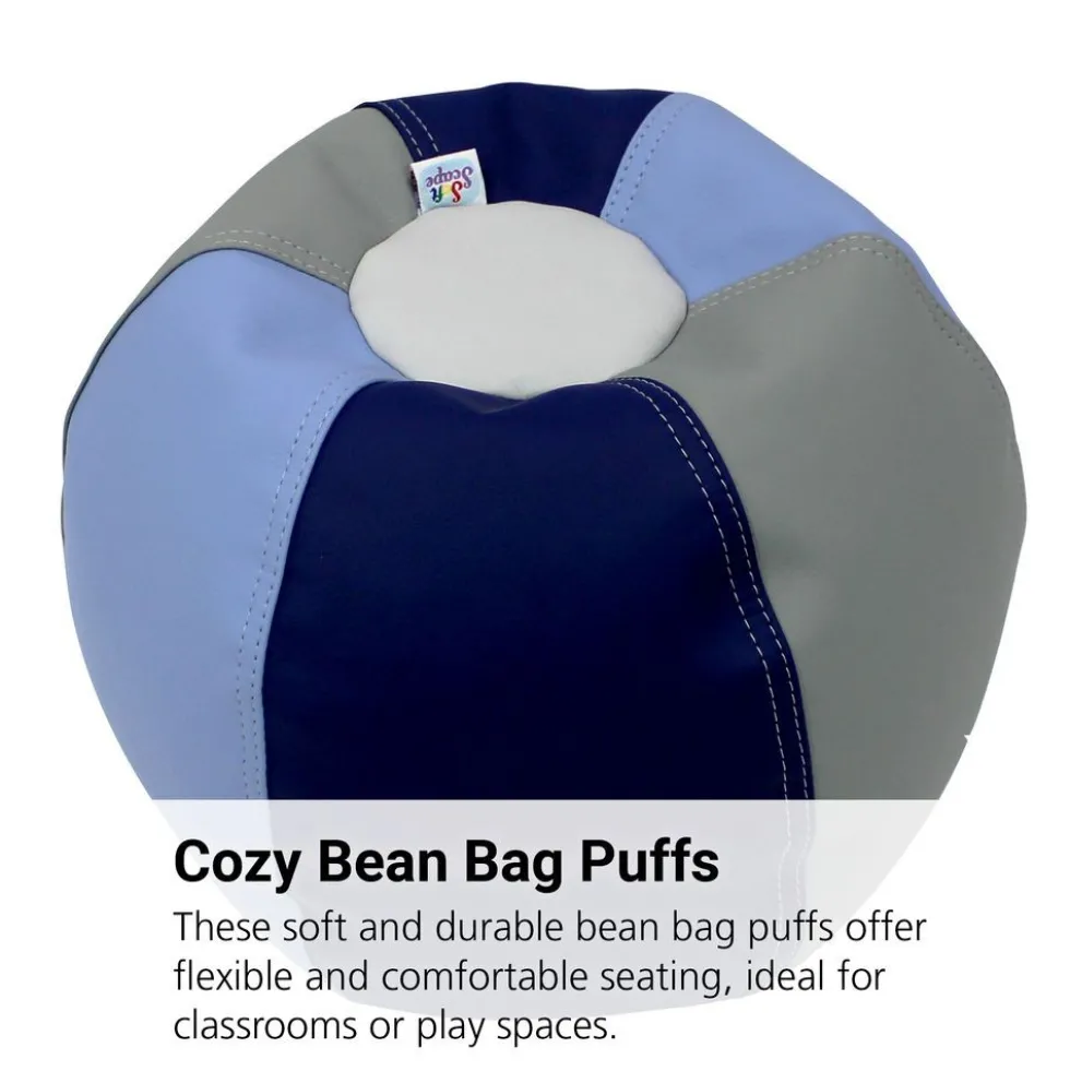 SoftScape Bean Bag Puffs 12" Height, 2-Pack - Navy/Powder Blue