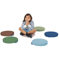 SoftScape 15" Round Floor Cushions, 6-Piece - Earthtone