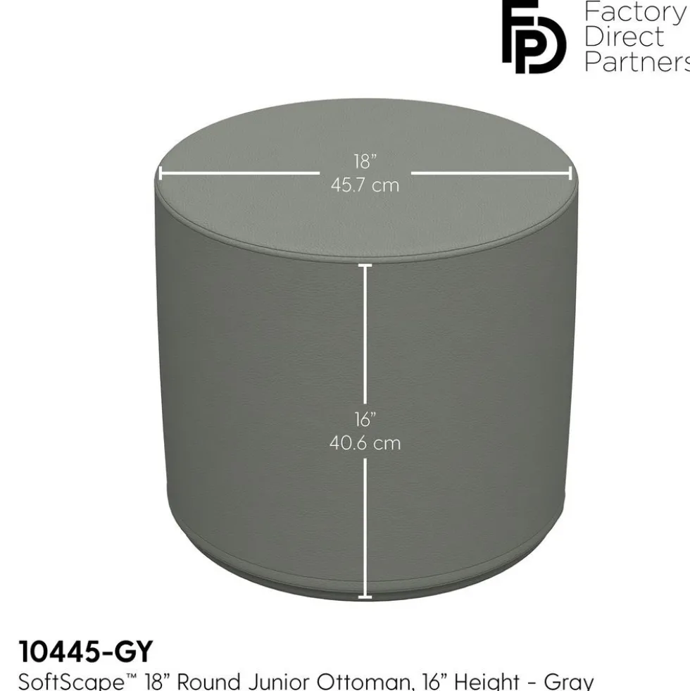 SoftScape 18" Round Ottoman 16" Height - Gray