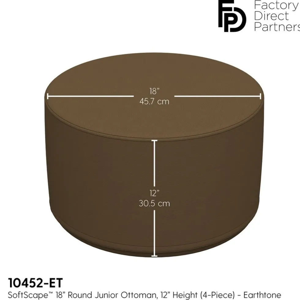 SoftScape 18" Round Ottoman 12" Height, 4-Piece - Earthtone