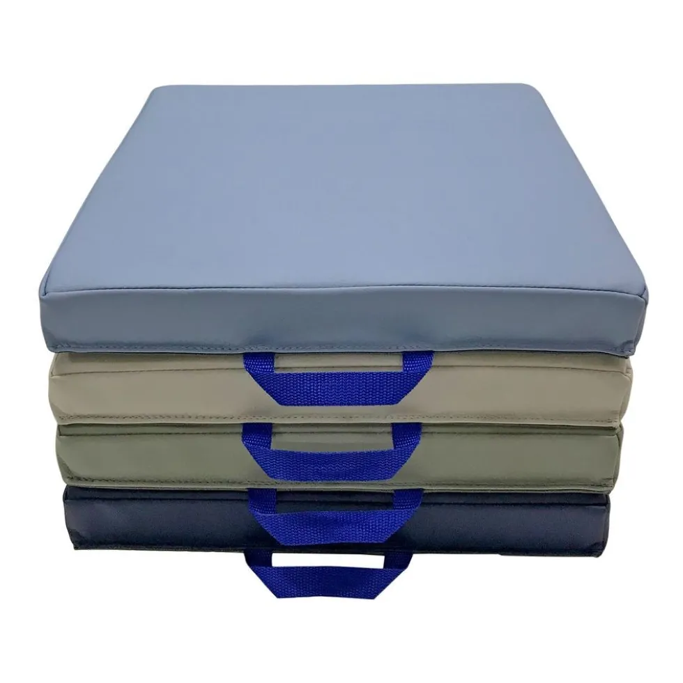 SoftScape 15" Square Floor Cushions, 4-Piece - Navy/Powder Blue