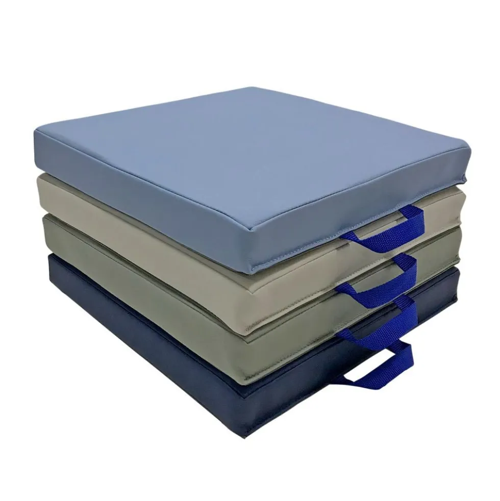 SoftScape 15" Square Floor Cushions, 4-Piece - Navy/Powder Blue