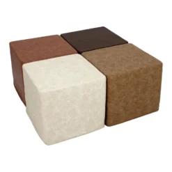 SoftScape 18" Square Ottoman 16" Height Distressed, 4-Piece - Distressed Assorted