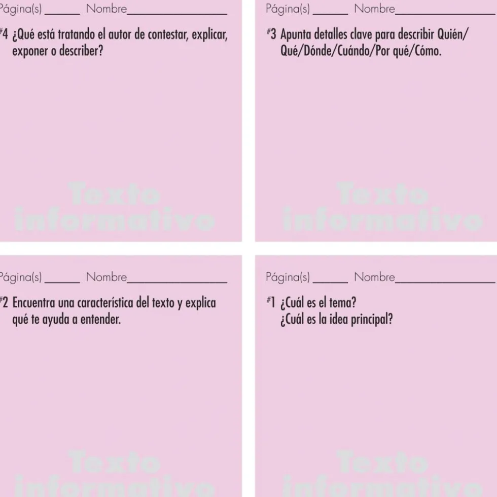 Spanish Study Stickies™: Informational Text Comprehension Questions - 600 sticky notes
