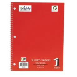 Spiral Notebook, 70 Sheets - Red