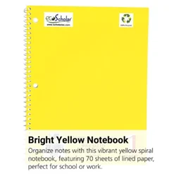 Spiral Notebook, 70 Sheets - Yellow