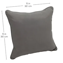 15" Square Indoor/Outdoor Pillow, 2 Pack - Grey