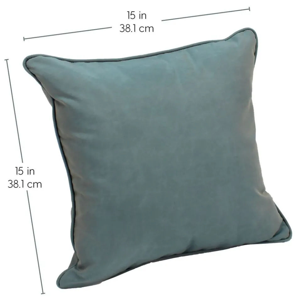 15" Square Indoor/Outdoor Pillow, 2 Pack - Dusty Turquoise