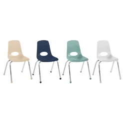 16" Stack Chair with Ball Glides, 4-Piece - Light Gray/Navy/Sand/Seafoam