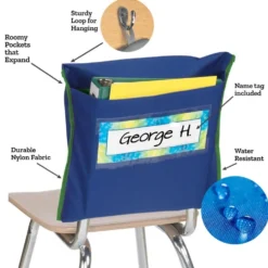 Store More® Deep-Pocket Chair Pockets - 6 Pack - Navy/ Green