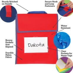 Store More® Large Book Pouches And Labels - Neon Colors - Set Of 12