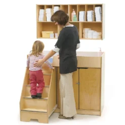 Toddler Birch Changing Table with Stairs