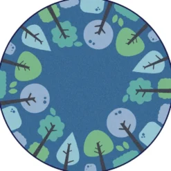 Tranquil Trees Blue 6' Round KIDSoft Premium Carpet