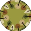 Tranquil Trees Green 6' Round KIDSoft Premium Carpet