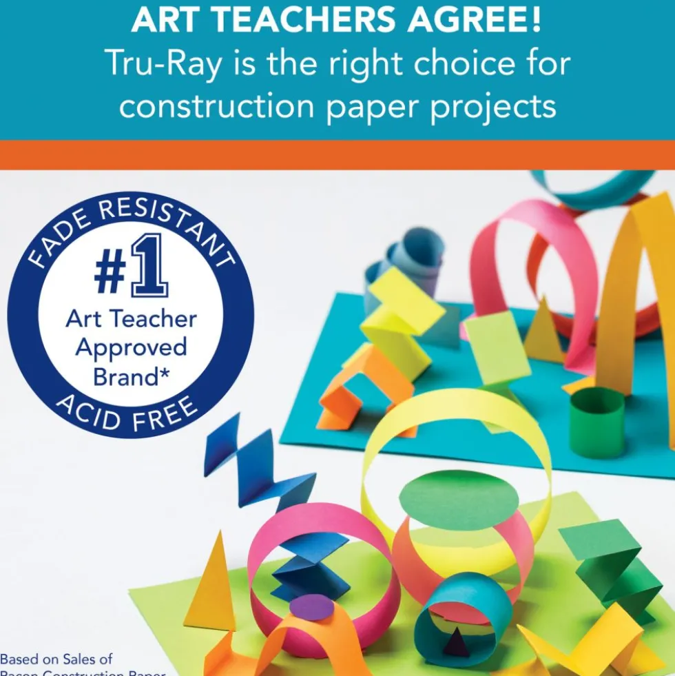Tru-Ray® Assorted Bright Colors Sulphite Construction Paper, 12" x 18" - 50 Sheets