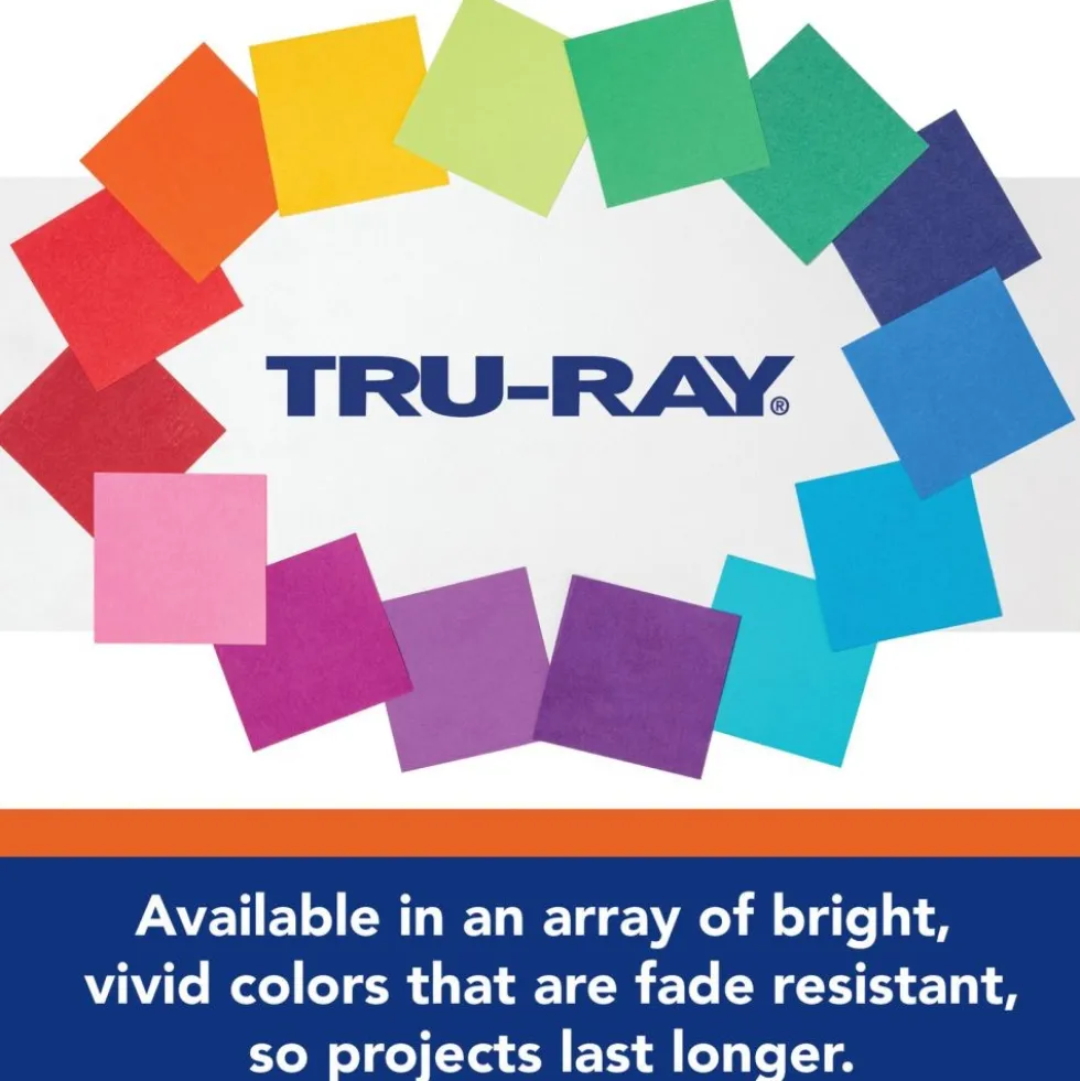 Tru-Ray® Assorted Bright Colors Sulphite Construction Paper, 12" x 18" - 50 Sheets