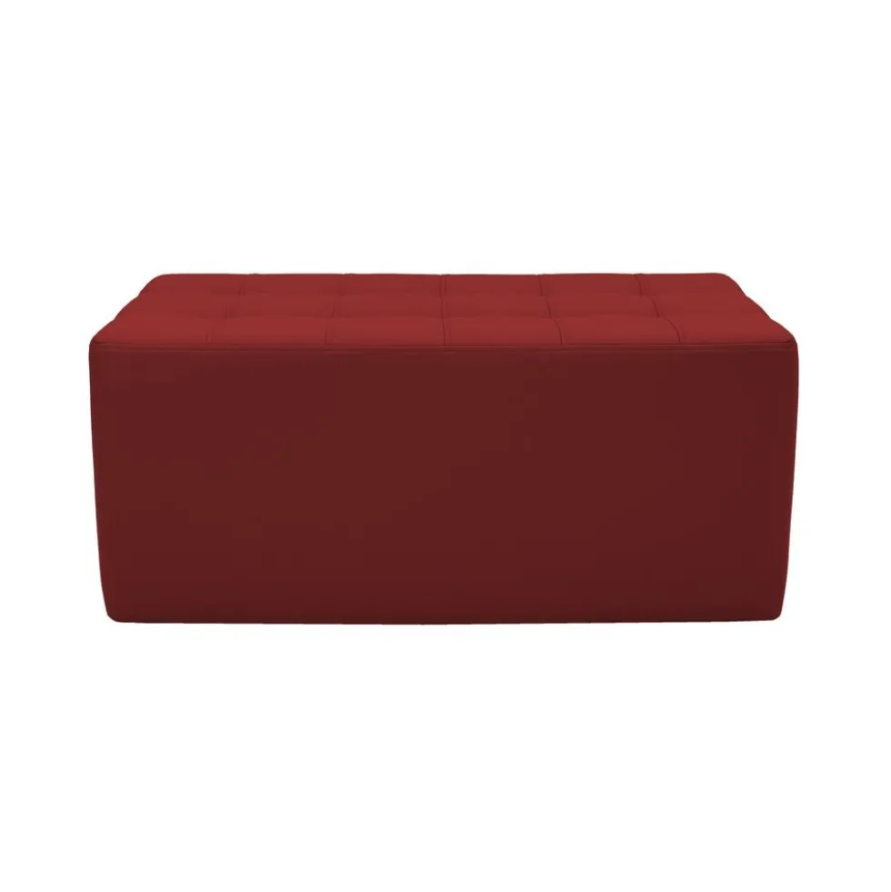 Tufted Rectangle Ottoman 16" Height-Crimson