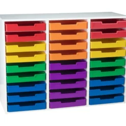 White 27-Slot Mail Center With Trays - 6-Color Grouping