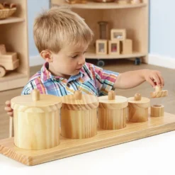 Wooden Toddler Sorting Pots - Set of 5 w/ tray