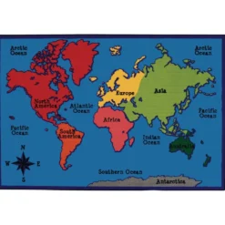 World Map 6' x 9' Rectangle Kids Value PLUS Carpet
