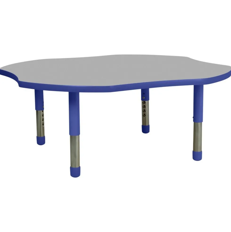 48" x 48" Clover Activity Table with Adjustable Tiny Tot Legs - Gray/Blue