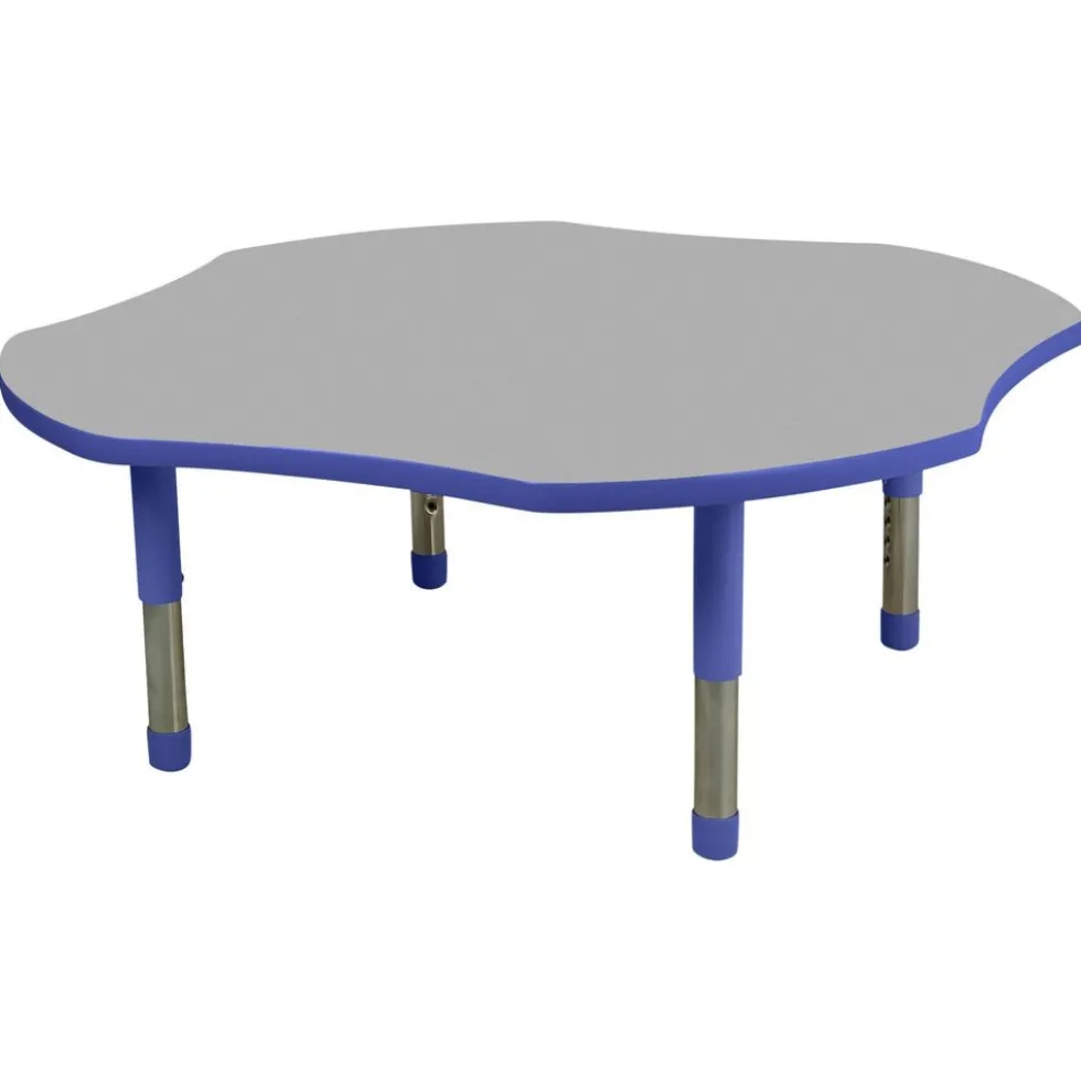 48" x 48" Clover Activity Table with Adjustable Tiny Tot Legs - Gray/Blue