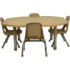 48" x 48" Clover Activity Table with Adjustable Tiny Tot Legs - Maple/Maple