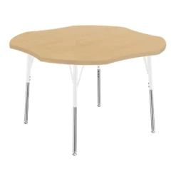 48" x 48" Clover Thermofused Woodgrain Activity Table with Adjustable Standard Legs - Maple/White