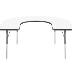 60" x 66" Horseshoe Dry-Erase Activity Table with Adjustable Swivel Glide Legs - White/Black