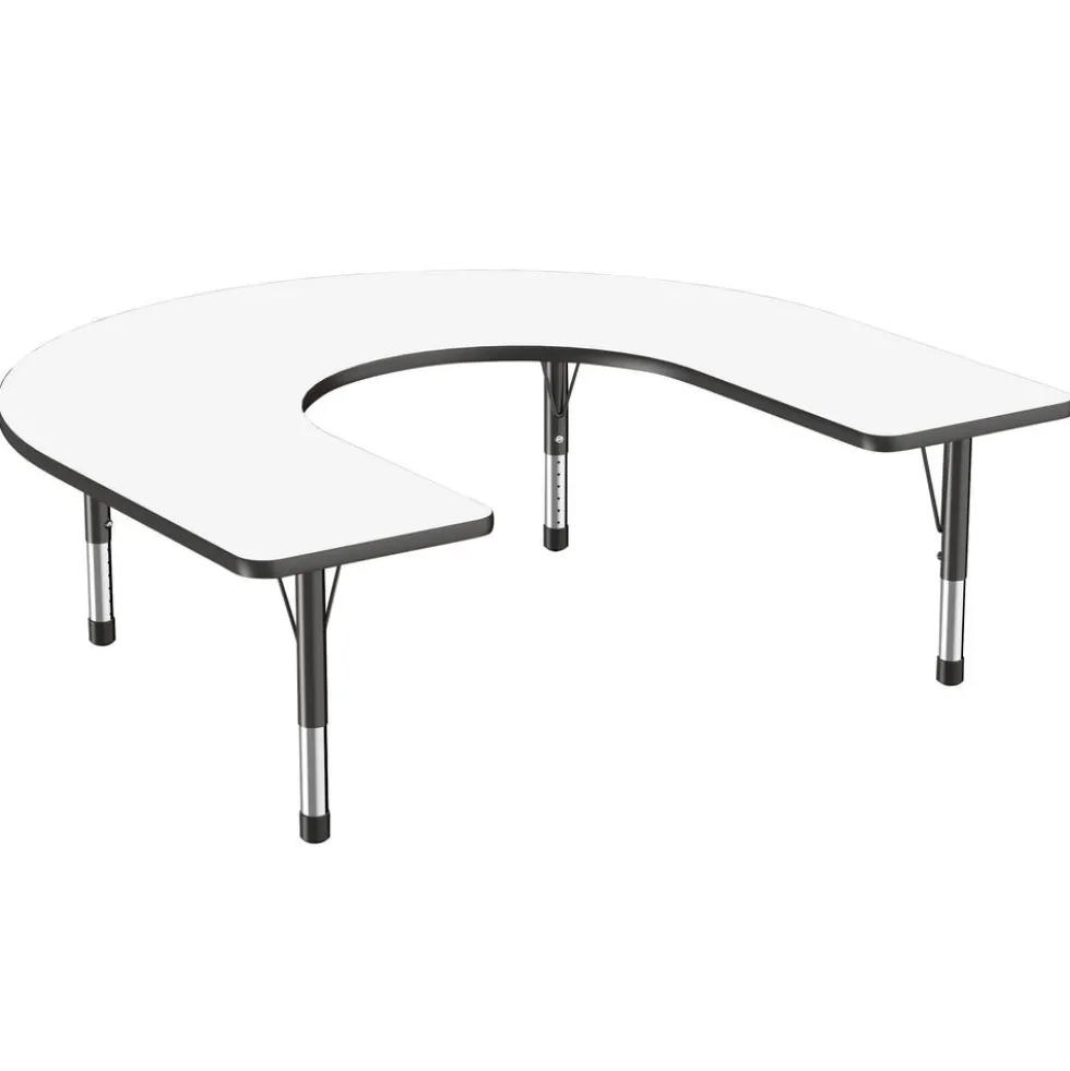 60" x 66" Horseshoe Dry-Erase Activity Table with Adjustable Chunky Legs - White/Black