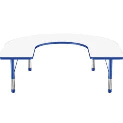 60" x 66" Horseshoe Dry-Erase Activity Table with Adjustable Chunky Legs - White/Blue
