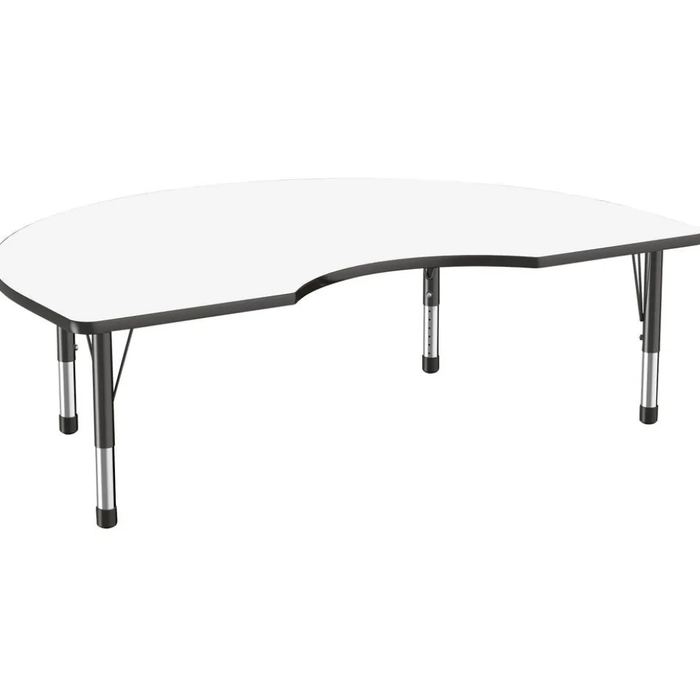 48" x 72" Kidney Dry-Erase Activity Table with Adjustable Chunky Legs - White/Black
