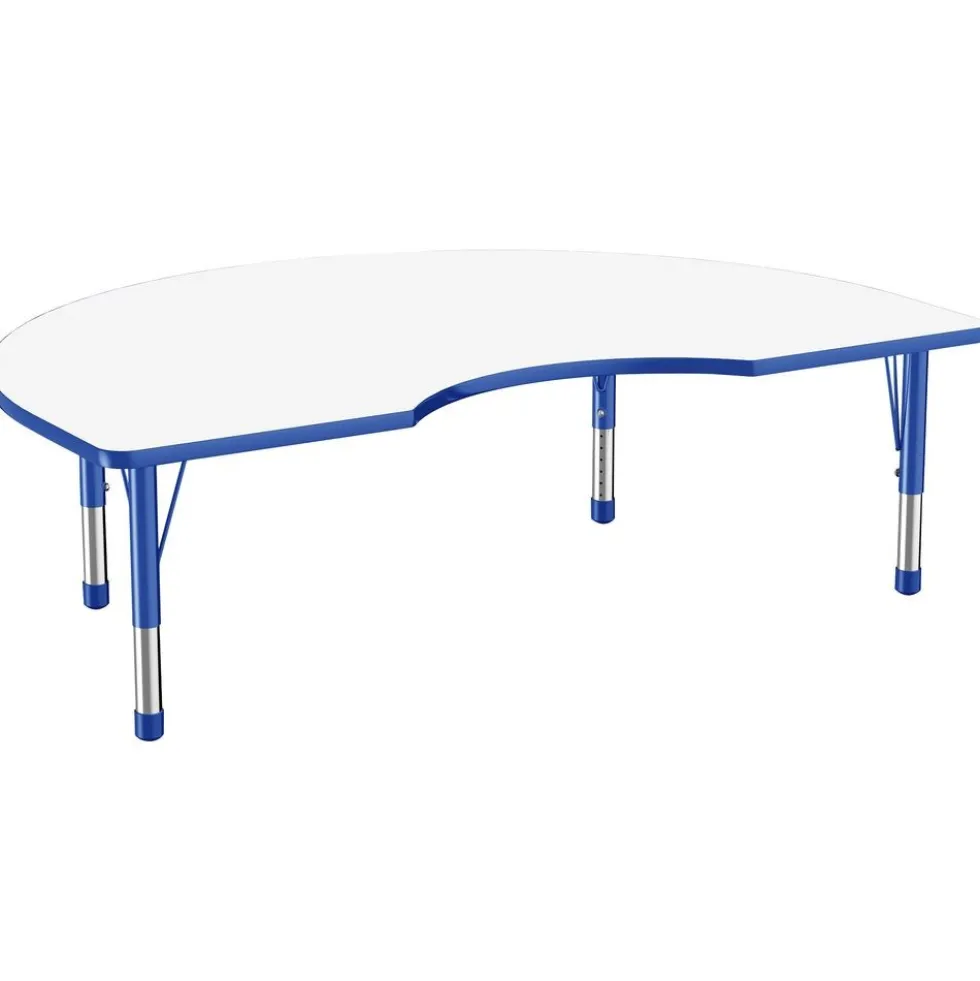 48" x 72" Kidney Dry-Erase Activity Table with Adjustable Chunky Legs - White/Blue