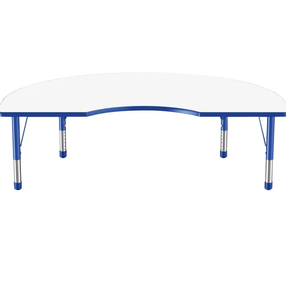 48" x 72" Kidney Dry-Erase Activity Table with Adjustable Chunky Legs - White/Blue