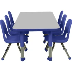 24" x 60" Rectangle Activity Table with Adjustable Tiny Tot Legs - Gray/Blue