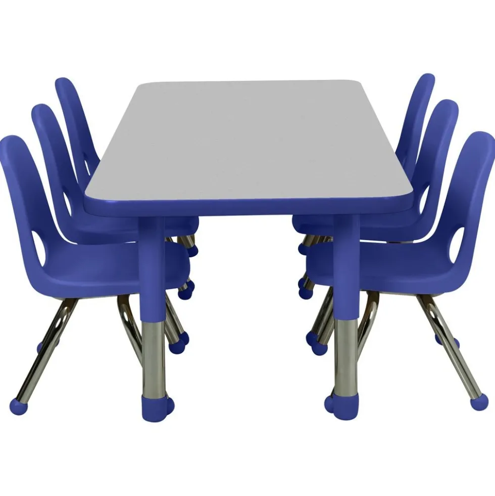 24" x 60" Rectangle Activity Table with Adjustable Tiny Tot Legs - Gray/Blue