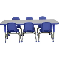 24" x 60" Rectangle Activity Table with Adjustable Tiny Tot Legs - Gray/Blue