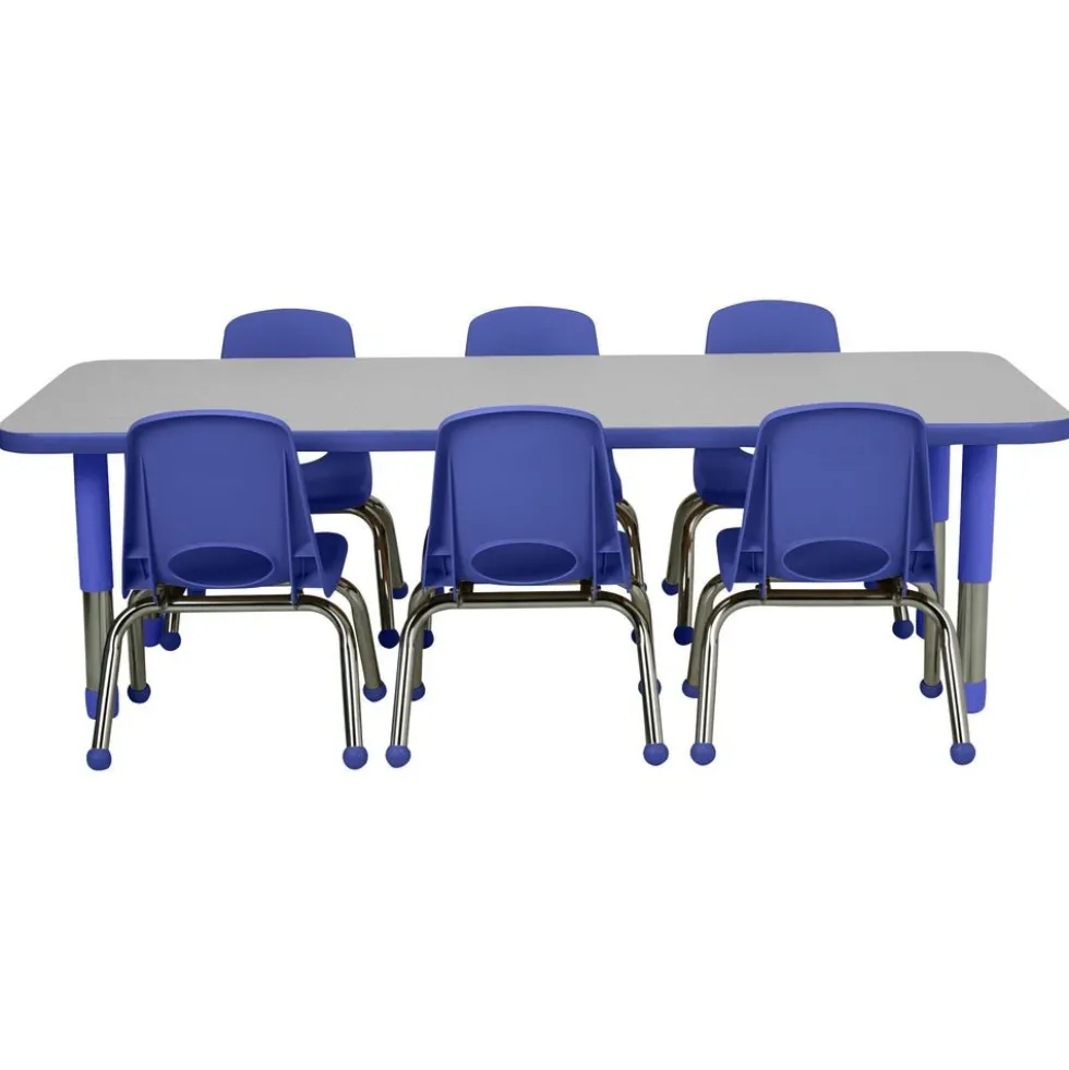 24" x 60" Rectangle Activity Table with Adjustable Tiny Tot Legs - Gray/Blue
