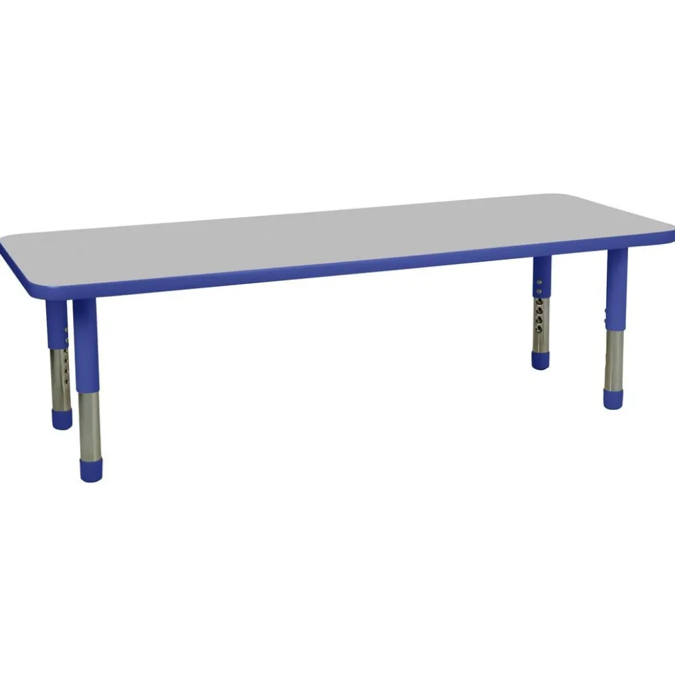 24" x 60" Rectangle Activity Table with Adjustable Tiny Tot Legs - Gray/Blue