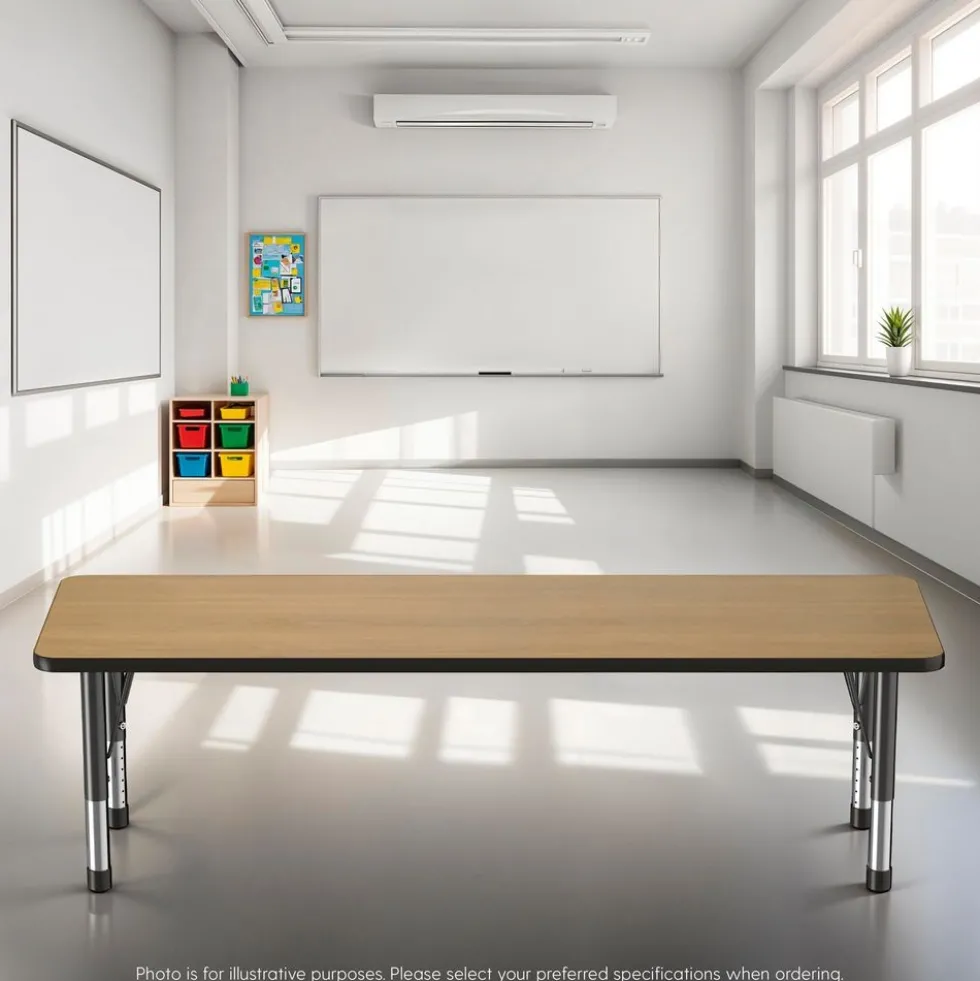 24" x 72" Rectangle Activity Table with Adjustable Chunky Legs - Pasadena Oak/Black