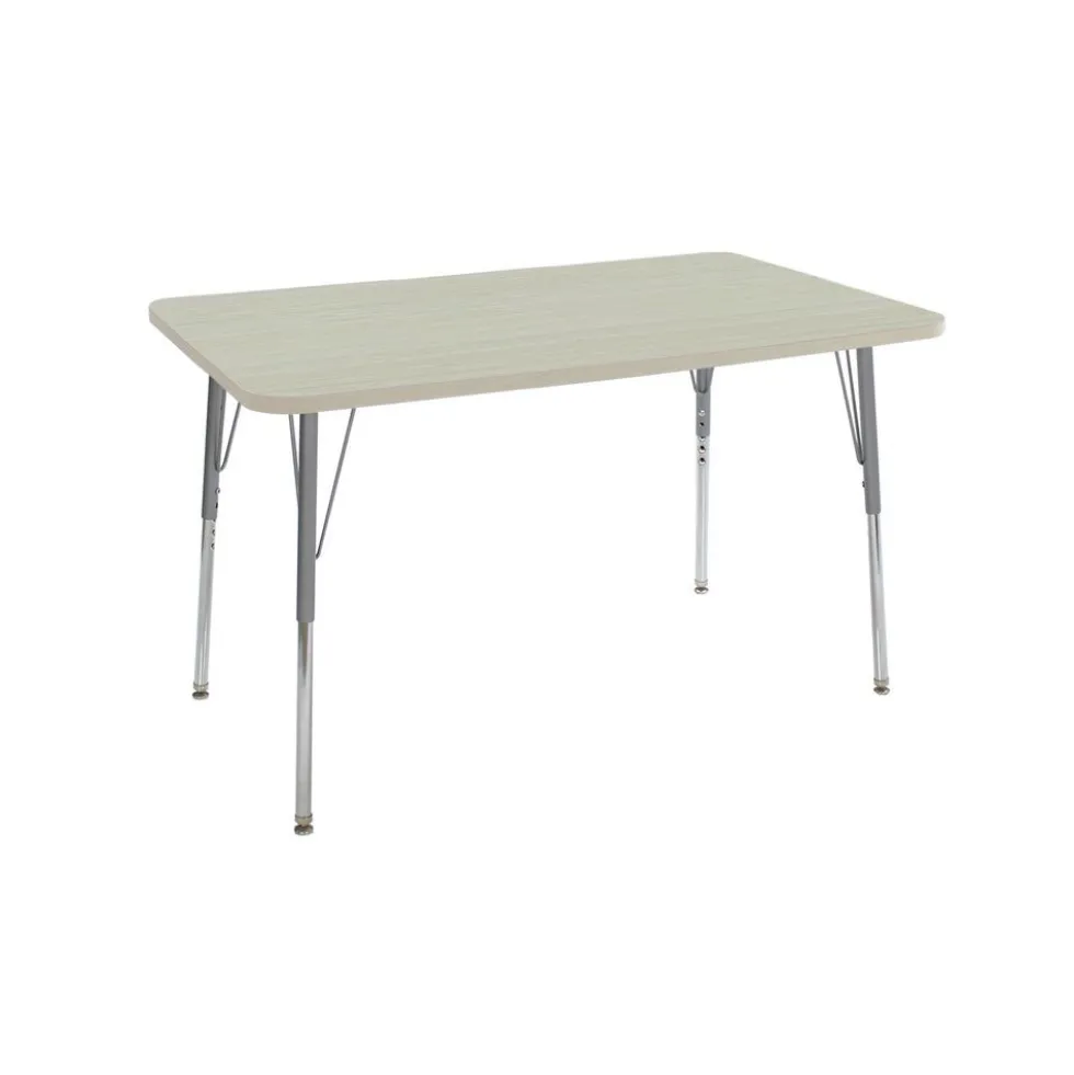 30" x 60" Rectangle Activity Table with Adjustable Swivel Glide Legs - Sanddrift/Silver