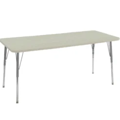 30" x 72" Rectangle Activity Table with Adjustable Swivel Glide Legs - Sanddrift/Silver
