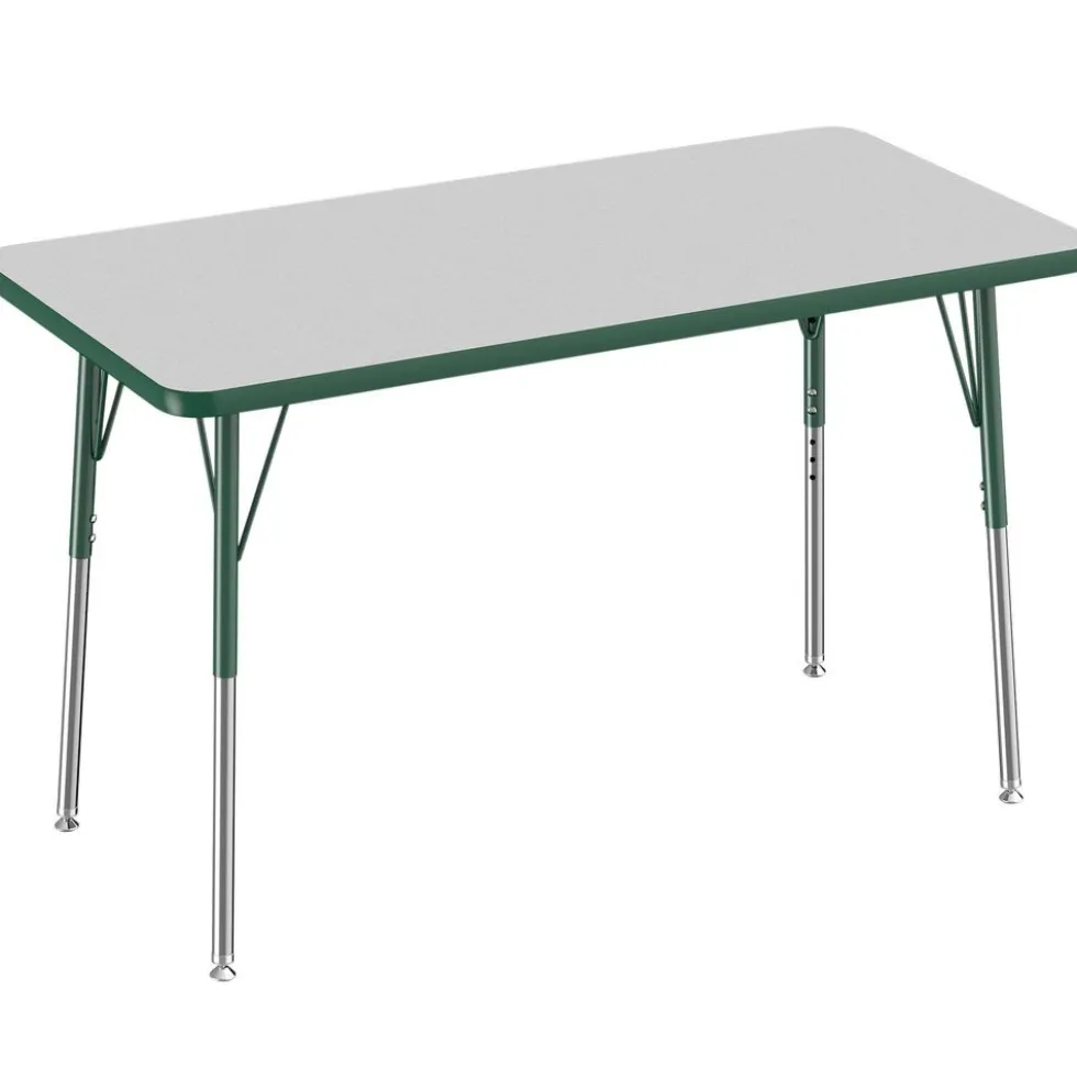 24" x 48" Rectangle Activity Table with Adjustable Swivel Glide Legs - Gray/Green