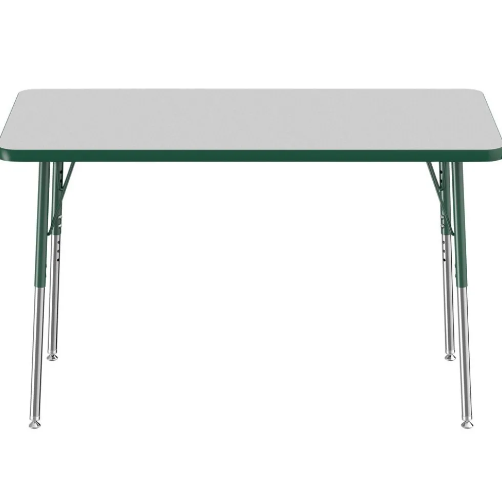 24" x 48" Rectangle Activity Table with Adjustable Swivel Glide Legs - Gray/Green