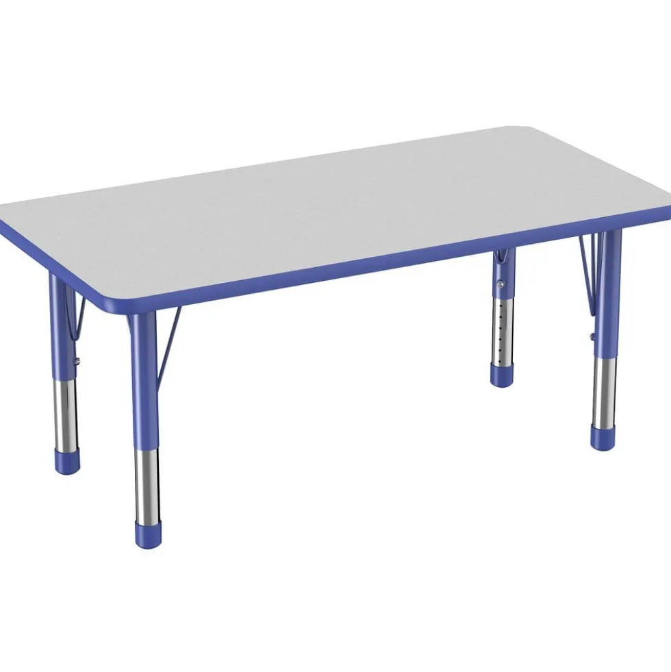 30" x 60" Rectangle Activity Table with Adjustable Chunky Legs - Gray/Blue