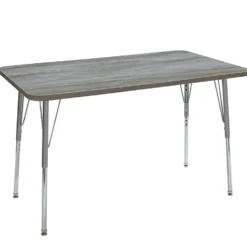 24" x 48" Rectangle Activity Table with Adjustable Swivel Glide Legs - Light Gray Wood/Silver