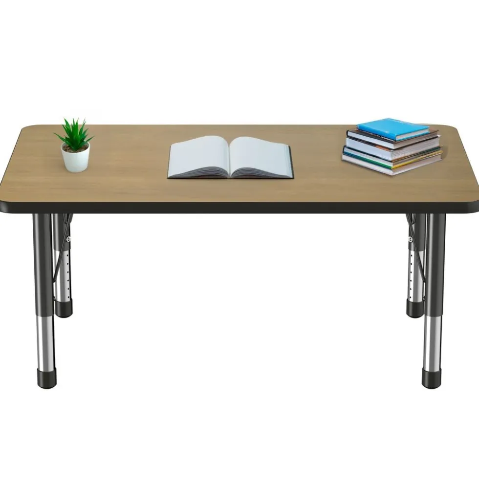 30" x 48" Rectangle Activity Table with Adjustable Chunky Legs - Pasadena Oak/Black