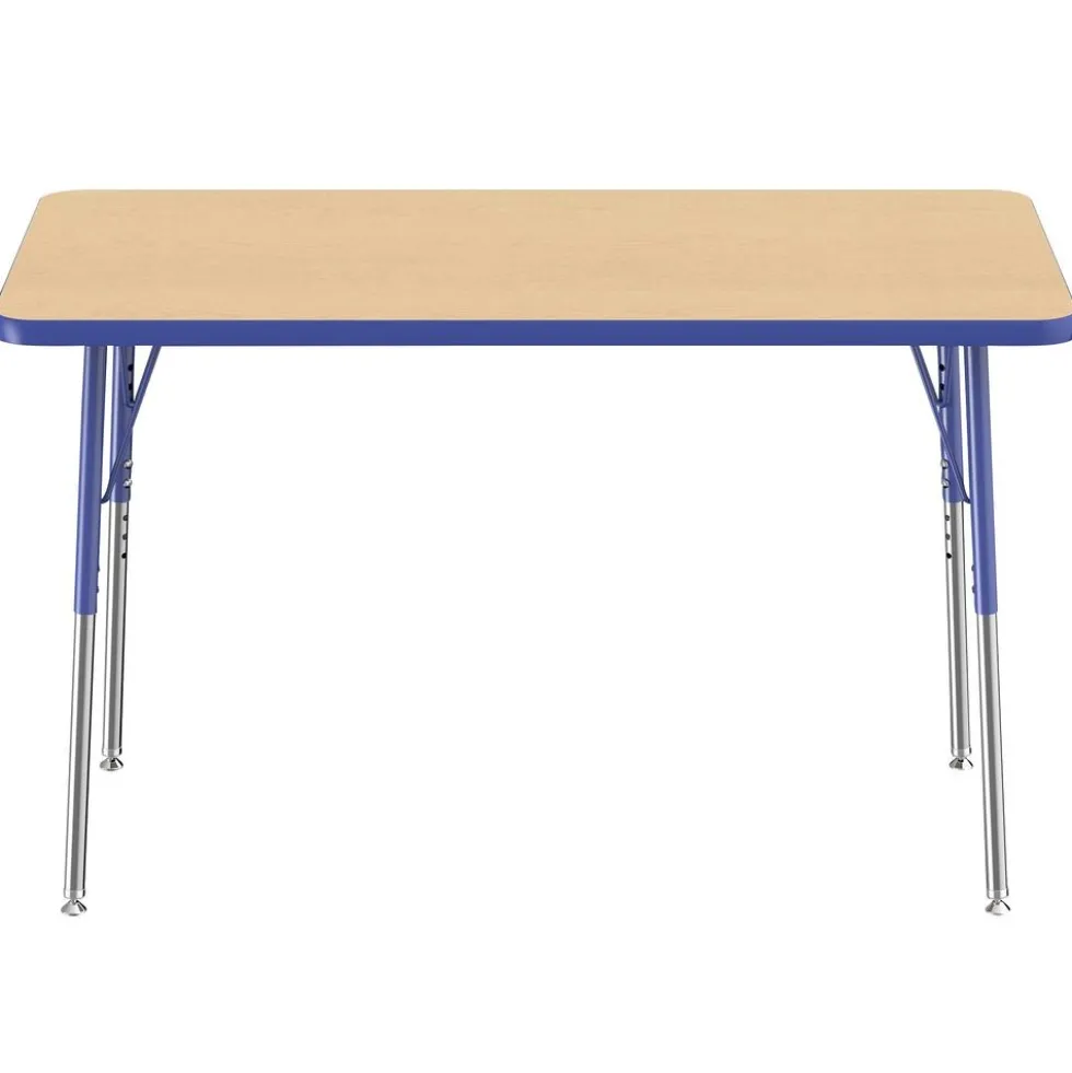 24" x 48" Rectangle Activity Table with Adjustable Swivel Glide Legs - Maple/Blue